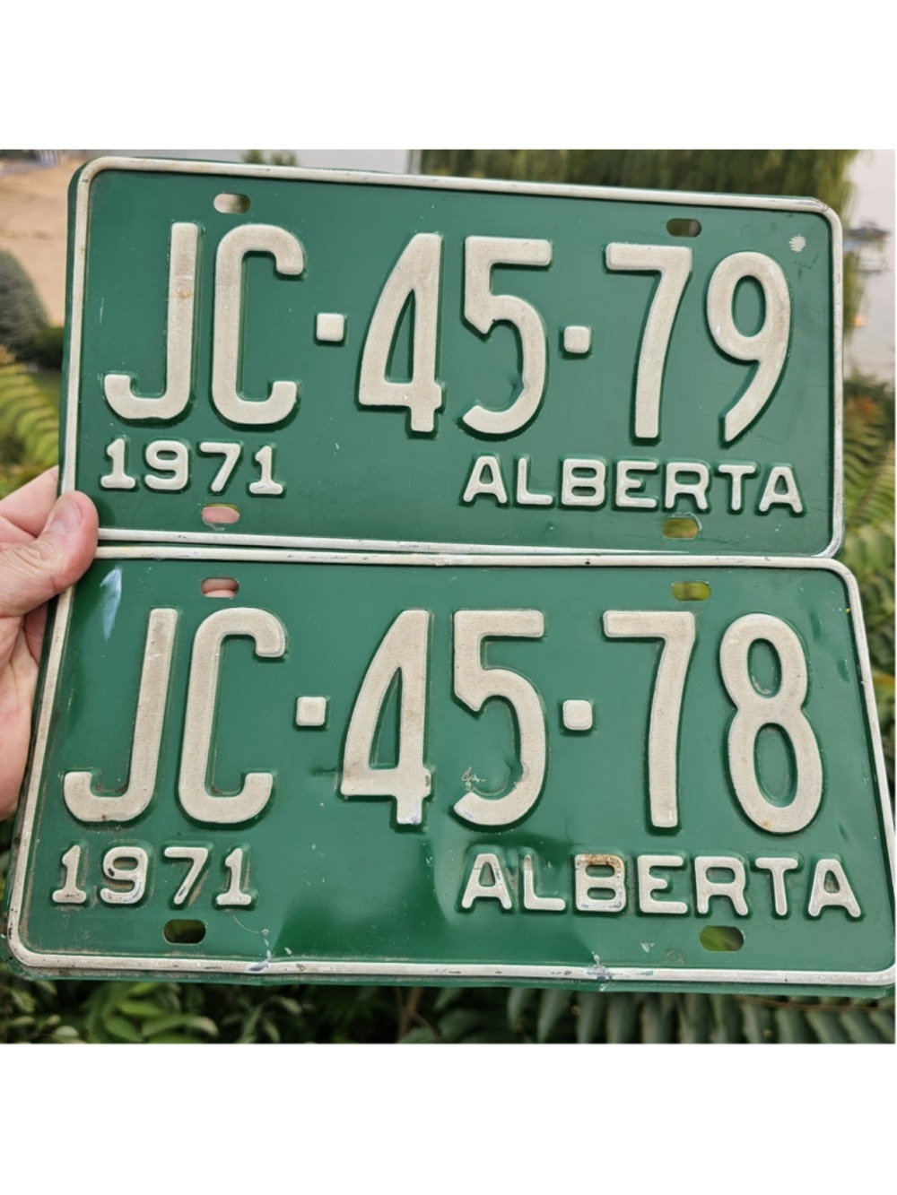 Rare 1971 Alberta License Plate Pair JC-45-78 Sequential Matching Plates...
